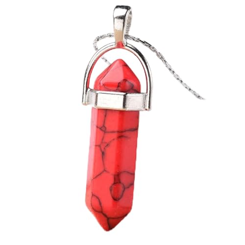 RVBLRDSE natural stone pendant 1 STÜCK Natürlicher Kristall Anhänger Stein Ornamente Probe Schmuck DIY Liebhaber Handarbeit Geschenke for Männer Frauen (Color : Red Turquoise, Size : 1pc 1.37-1.57in) von RVBLRDSE