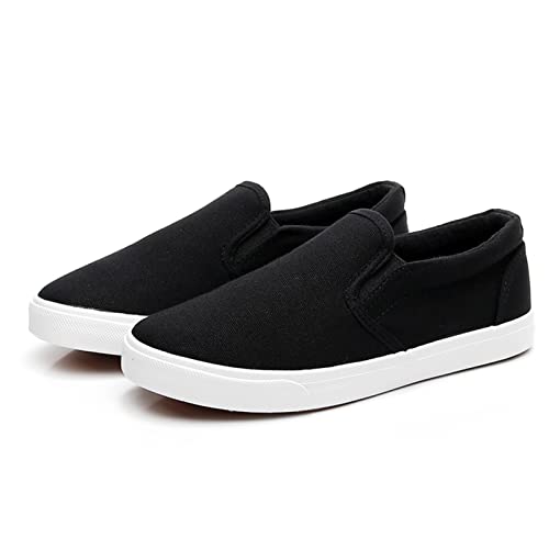 RVROVIC Damen Canvas Slip-On Sneakers Weiche Wanderschuhe Flache Loafer mit Gummisohle（Schwarz,37 EU von RVROVIC