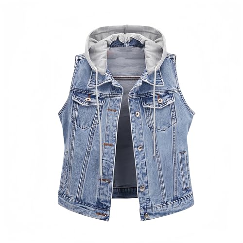 RWGSNB Jeans Weste Für Männer, Blaue Schmale Kurze Jeansweste Persönlichkeit Gewaschen Ausgefranst Zerrissene Jeansweste Jacke Abnehmbare Kapuze Ärmellose Sommer-Jeansman RWGSNB Jeans Weste Für Männer, Blaue Schmale Kurze Jeansweste Persönlichkeit Gewaschen Ausgefranst Zerrissene Jeansweste Jacke Abnehmbare Kapuze Ärmellose Sommer-Jeansman von RWGSNB