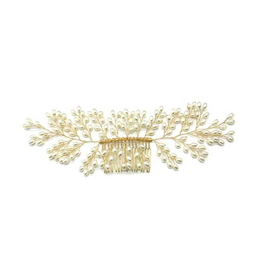 Haarkamm für Braut, Hochzeit, Brauthaarkamm, Haarspange für Hochzeit, Haarkamm für Braut, Haarkamm für Hochzeit, Haarspange für Brautkristall, Hochzeitskleid (Gold, mittelgroß) von RWRAPS