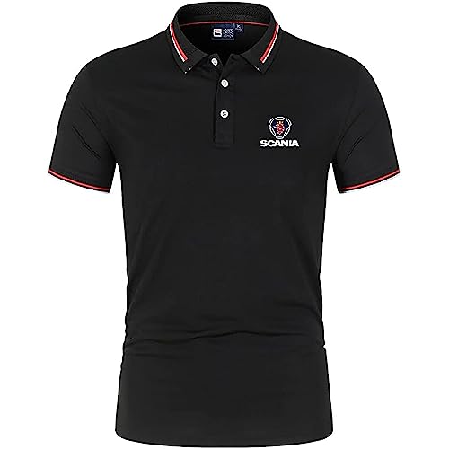 Herren Golf Poloshirt Für Scania Print Sommer Atmungsaktiv T-Shirt Mode Kurzarm Lässig Sport Top,F,XL von RWRAPS