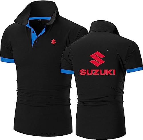 Herren Kurzarm Poloshirt Atmungsaktiv T-Shirts Für Suzuki Print Sommer Mode Casual Sport Poloshirts,C,3L von RWRAPS