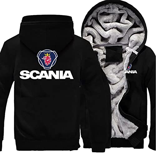 RWRAPS Herren Fleece Gefütterte Kapuzenpullover Hoodies Jacke Für Scania Print Mit Kapuzen Mäntel Herbst Winter Warm Dicke Langarm Reißverschluss Sweatshirts,A,3XL von RWRAPS