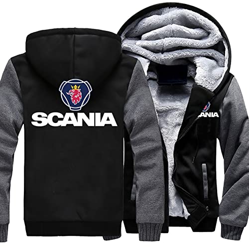 RWRAPS Herren Fleece Gefütterte Kapuzenpullover Hoodies Jacke Für Scania Print Mit Kapuzen Mäntel Herbst Winter Warm Dicke Langarm Reißverschluss Sweatshirts,C,4XL von RWRAPS