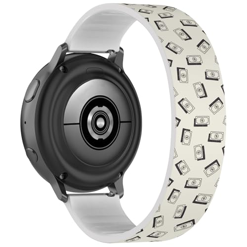 RYANUKA Solo Loop-Armband, kompatibel mit Samsung Galaxy Watch 6 / Classic, Galaxy Watch 5 / Pro, Galaxy Watch 4 Classic (Geldschein, Kritzelei, Zeichnung Dollar), dehnbares Silikonband, Zubehör, von RYANUKA