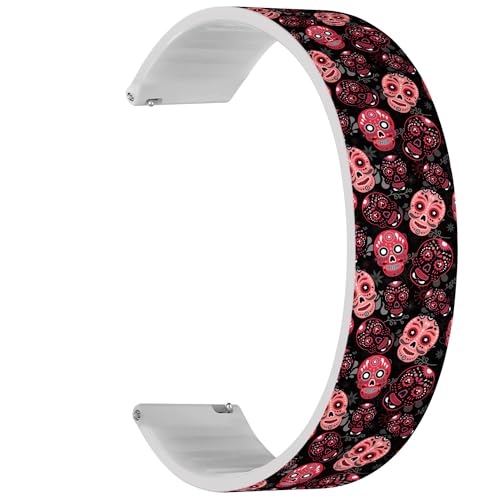 RYANUKA Solo Loop-Armband, kompatibel mit Ticwatch Pro 3 Ultra GPS/Pro 3 GPS/Pro 4G LTE/E2/S2 (Skull Girl Pink), Schnellverschluss, 22 mm, dehnbares Silikonband, Zubehör, Silikon, Kein Edelstein von RYANUKA