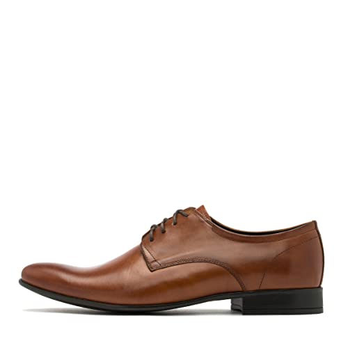 RYŁKO - Herren Halbschuhe I Schicke Lederschuhe I aus Genarbtem Leder I Sorgfältig Gemacht I Derby Stil I Elegant und Bequem I Langlebig I IPAY05 - Dunkelbraun, Größe 45 von RYŁKO