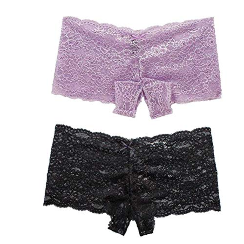 RYTEJFES 2pcs Damen Spitze G-String offener Schritt Sexy Hollow Out Erotische Dessous Briefs Höschen Weich Unterhose Lace Lingerie Schlüpfer Spitzen Tangas Frauen Pyjama Spitzenslip von RYTEJFES