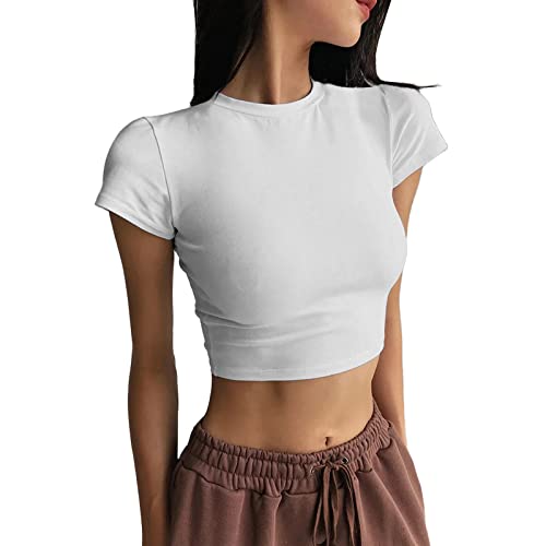 Crop Tops Damen Sexy Langarm Bauchfrei Oberteile Casual Rundhals Langarmshirt Pullover Sweatshirt Cropped Oberteile Shirt Langarmtops für Teenager Mädchen Frauen von RYTEJFES