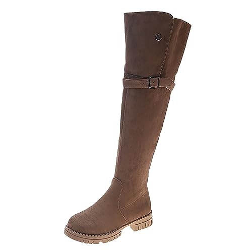 Gummistiefel Extra Weiter Schaft Damen, Rutschfester Overknee Bequeme Kniehoch Boots Winterstiefel-Optik Elegant Blockabsatz Warme Stiefeletten Schuhe Klassisch Gefüttert Langschaftstiefel Stiefel von RYTEJFES