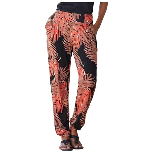Haremshose Damen Lange Schlupfhose Boho Strandhose, Leicht Freizeithose Loose Sommerhose mit Taschen, S-5XL Haremshose Damen Lange Schlupfhose Boho Strandhose, Leicht Freizeithose Loose Sommerhose mit Taschen, S-5XL von RYTEJFES