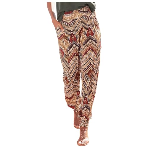 Haremshose Damen Lange Schlupfhose Boho Strandhose, Leicht Freizeithose Loose Sommerhose mit Taschen, S-5XL Haremshose Damen Lange Schlupfhose Boho Strandhose, Leicht Freizeithose Loose Sommerhose mit Taschen, S-5XL von RYTEJFES