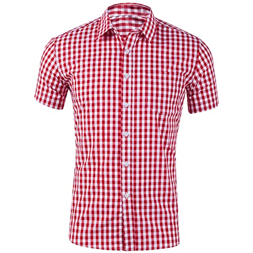 Hemd Jungen 152 Kurzarm, Trachtenhemd Herren Blau Kariert Weiß Kurzarm Grün Rot 6Xl Slim Fit 4Xl Hemden Karohemd Leinenhemd Trachten Oktoberfest Outfit Kariertes Hemd Trachtenhemd Trachtenhemden von RYTEJFES