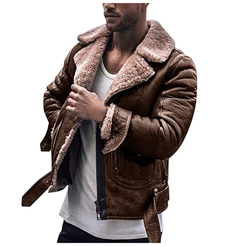 Lederjacke Herren Echtleder, Leder Motorradjacke Herren Leder Winterjacke Herren Warm Herren Arbeitsjacke Fleece Parka Herren Winter Baumwolle Motorradjacke Herren Winter Winterjacke Trachtenjacke von RYTEJFES