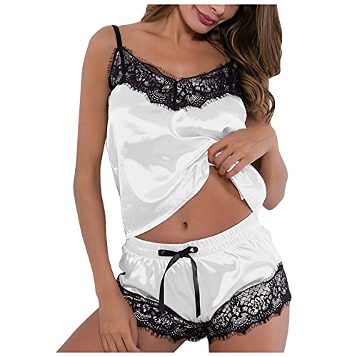 Pyjama Teenager Mädchen Kurz Bauchfrei Sommer Lang Cute Xs Satin Kuschelig Spitze Dessous Sexy Set Schlafanzüge Nachthemd Outfit Pyjama Set Schlafanzug Nachtwäsche Loungewear von RYTEJFES