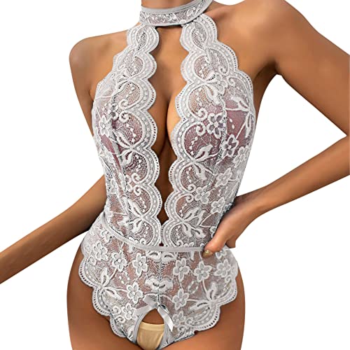 RYTEJFES Damen Einteiler Dessous Erotisch für Sex Spitze Overall Sexy Lingerie Aushöhlen Body Schwarzless Open Crotch Pyjamas Teddy Babydoll Bodysuit Erotik Unterwäsche Nachtwäsche Reizwäsche von RYTEJFES