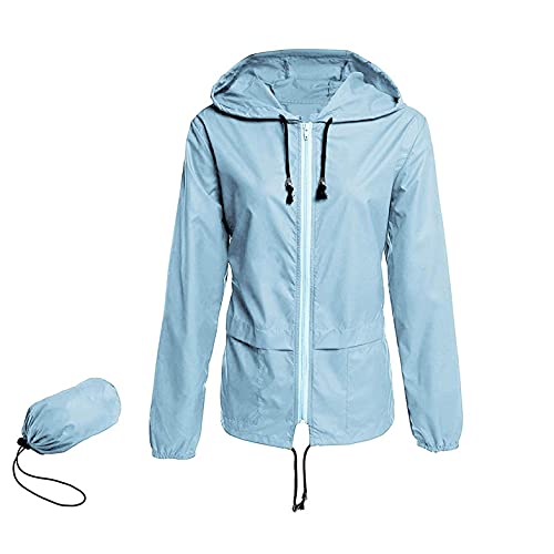 RYTEJFES Damen Regenjacke Leicht Jacke Windbreaker mit Kapuze Outdoorjacke Faltbarer Winddicht Wasserdichte Atmungsaktiv Regenmantel,ideal zum Fahrradfahren & Wandern von RYTEJFES