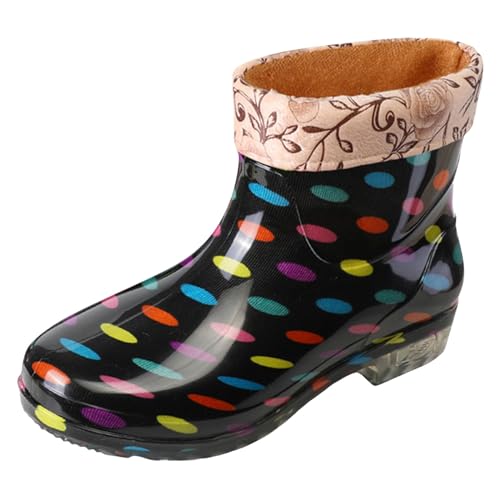 RYTEJFES Gummistiefel 41 Schwarz Gefüttert Weiß Rain Boots Kurz Leichte Regenstiefel Gummistiefel Braun mit Blockabsatz Stiefeletten Wasserdicht 41 Regen Schuhe Chelsea Beige Regenstiefeletten von RYTEJFES