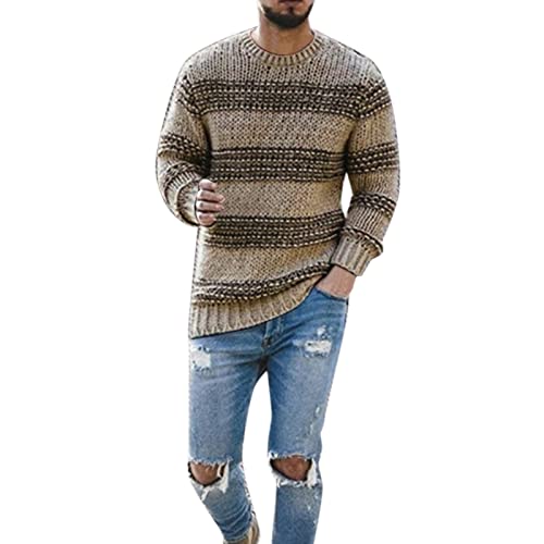 RYTEJFES Herren Pulli Strick Winter Warm Langärmelige Strickpullover Regular fit Strickpulli Baumwolle Gestrickt Sweater Einfarbige Freizeit Grobstrick Herbstpullover Wollpullover für Männer von RYTEJFES