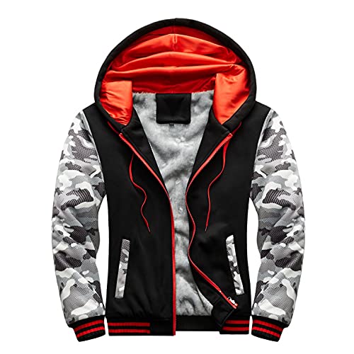 RYTEJFES Hoodie Herren Reißverschluss Winter Sweatjacke Gefüttert mit Kapuze Plüsch Mantel Warm Wintermantel für Männer Fleece-Innenseite Kapuzenjacke Fleecejacke Kapuzenpullover von RYTEJFES