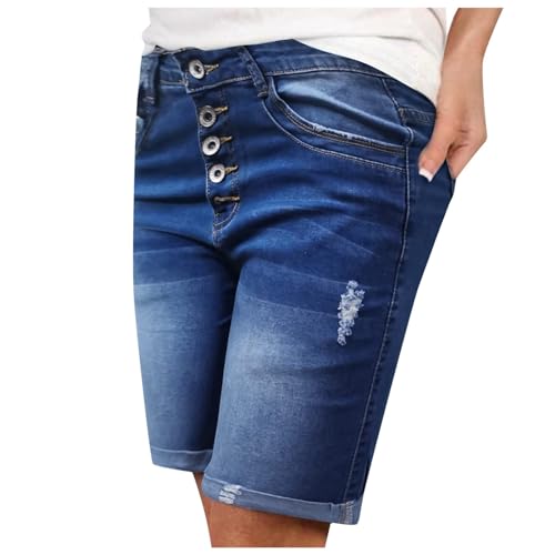 RYTEJFES Jeans Shorts Damen Sommer High Waist Destroyed Ripped Kurze Hose Grosse Grössen Casual Stretch Strandshorts Jeansshorts Sexy Übergröße Jean Shorts Kurze Hosen Bermuda Hotpants von RYTEJFES