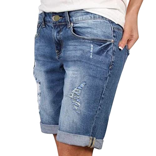 RYTEJFES Jeans Shorts Damen Sommer High Waist Destroyed Ripped Kurze Hose Grosse Grössen Casual Stretch Strandshorts Jeansshorts Sexy Übergröße Jean Shorts Kurze Hosen Bermuda Hotpants von RYTEJFES