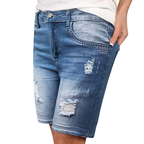 RYTEJFES Jeans Shorts Damen Sommer High Waist Destroyed Ripped Kurze Hose Grosse Grössen Casual Stretch Strandshorts Jeansshorts Sexy Übergröße Jean Shorts Kurze Hosen Bermuda Hotpants von RYTEJFES