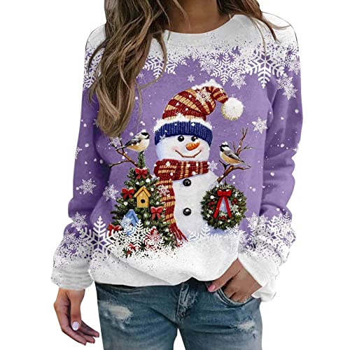 RYTEJFES Pullover Frauen Weihnachtspullover Für Paare Weihnachtsanzug Herren Weihnachtsshirt Damen Glitzer Christmas Sweater Family Pullover Olivgrün Damen Sweat Damen Pullover Damen Pullover Blau von RYTEJFES