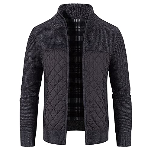 RYTEJFES Strickjacke Herren V-Ausschnitt Pullover ohne Kapuze Sweater Cardigan Feinstrick mit Taschen und Knopfleiste Winter Warm Wolle-gefüttert Wintermantel Winterjacken Übergangsjacke für Männer von RYTEJFES