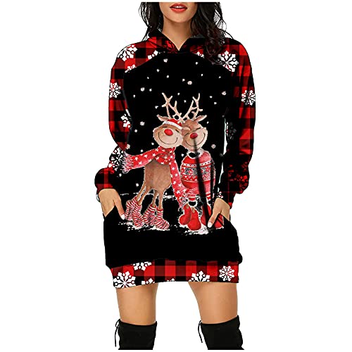 RYTEJFES Weihnachtskostüm Weihnachtskleidung Weihnachtskleidung Damen Weihnachtskleider Kleid Weihnachten Weihnachten Kleid Red Dress Rockabilly Accessoires Damen Weihnachts Kleidung Weihnachtsshirt von RYTEJFES