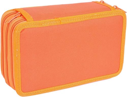 Mäppchen Reissverschluss,Groß Federmäppchen 4 Schichten Buntstifte Federmäppchen,Pencil Case für Mädchen, Schlamppermäppchen für Kunstschule, Büro, Reisen (Orange) von RZXBB