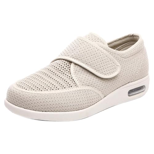 RZYW Diabetiker Schuhe Herren Orthopädische Hausschuhe Herren Extra Weit Freizeitschuhe Verbandsschuhe Hallux Orthopädische Schuhe Herren mit Klettverschluss Breiter Orthopädische,Beige,35 EU von RZYW