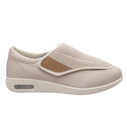 RZYW Herren Diabetiker Schuhe Herren Klettverschluss Schuhe Orthopädische Turnschuhe für Damen Diabetiker-Wanderschuhe Mesh Atmungsaktiv Sandals Air Cushion,Beige,36 EU von RZYW