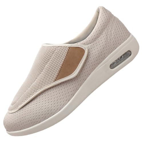 RZYW Herren Diabetiker Schuhe Herren Klettverschluss Schuhe Orthopädische Turnschuhe für Damen Geschlossene Sandalen Diabetiker Einfaches An- und Ausziehen,Beige,40 EU von RZYW