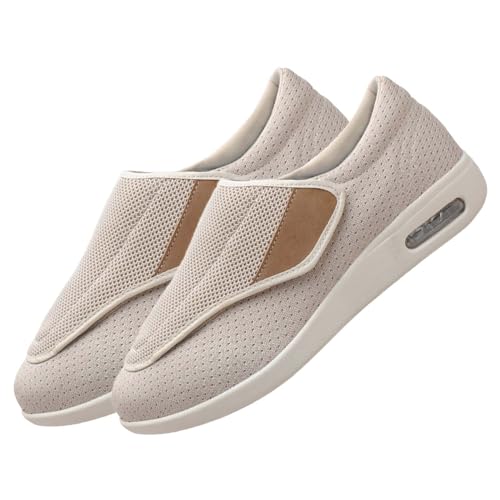 RZYW Herren Diabetiker Schuhe Herren Klettverschluss Schuhe Orthopädische Turnschuhe für Damen Geschlossene Sandalen Diabetiker Leichte Luftkissen Mesh Turnschuhe,Beige,35 EU von RZYW