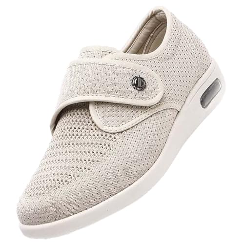 RZYW Herrenschuhe Diabetikerschuhe Damenschuhe Gesundheitsschuhe Schuhe Zur UnterstüTzung des FußGewöLbes Samt-Mesh-Schuhe Geeignet bei Plantarentzündungen,Beige,35 EU von RZYW