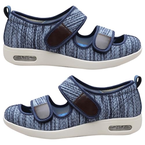 RZYW Klettsandale Verband- und Rehaschuhe Bequeme Schuhe Damen breite füße Atmungsaktive Mesh-Up-Plateau-Turnschuhe Diabetiker Schuhe extra weit Bequeme breite Herrenschuhe,Light Blue,37 EU von RZYW