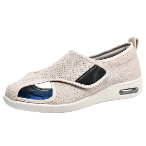 RZYW Orthopädische Hausschuhe Damen Turnschuhe mit Klettverschluss Damen Sommerschuhe Herren leichte Schuhe Herren House Slippers Women Herren Sommerschuhe,Beige,37 EU von RZYW