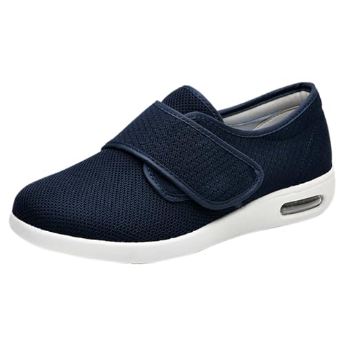 RZYW Schuhe Für Geschwollene Füße Senioren Schuhe Therapieschuhe Gesundheitsschuhe Damen Bequeme Schuhe Damen breite füße Chunky Sneaker atmungsaktive Schuhe Damen,Blau,43 EU von RZYW