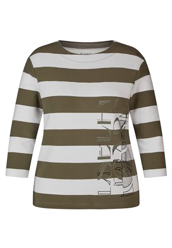 Rabe Damen Shirt gestreift mit Print und Strass Eukalyptus/Weiss - 46 von Rabe