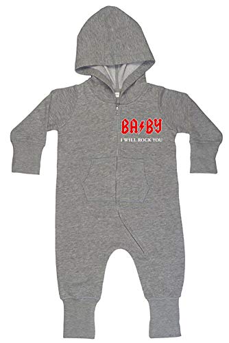 Baby I Will Rock You Baby All-in-one Sweatsuit Grey von Racker-n-Roll