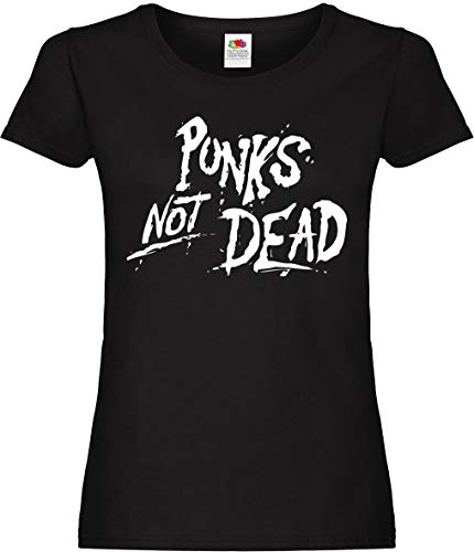 Punks NOT Dead Girl T-Shirt, Black von Racker-n-Roll