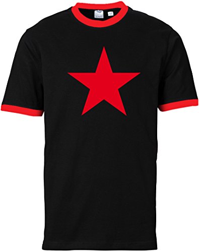 ROTER Stern Ringer T-Shirt schwarz/rot von Racker-n-Roll