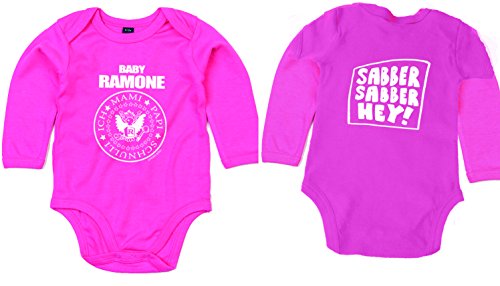 Racker-n-Roll Baby Ramone Sabber Hey Langarm Body Bio-Baumwolle pink von Racker-n-Roll