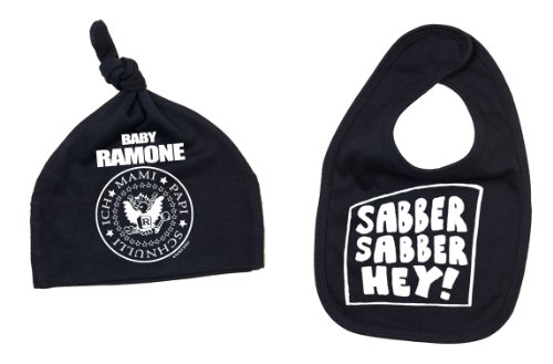 Racker-n-Roll Baby Ramone Sabber Sabber Hey Lätzchen & Mütze Set, Black Racker-n-Roll Baby Ramone Sabber Sabber Hey Lätzchen & Mütze Set, Black von Racker-n-Roll
