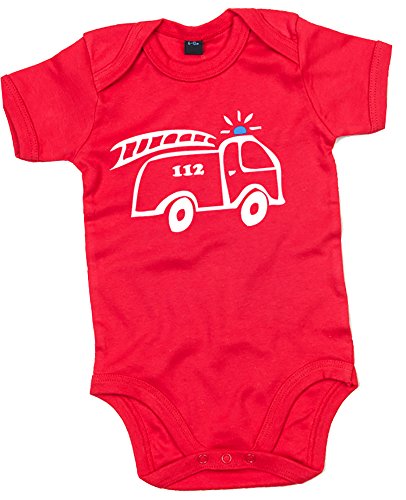 Racker-n-Roll Feuerwehr Wasser Marsch! Baby Body Organic Cotton rot von Racker-n-Roll