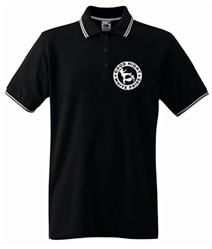 Racker-n-Roll Good Night White Pride Black Tipped Poloshirt Brustdruck von Racker-n-Roll