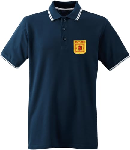 Racker-n-Roll Scotland SCHOTTLAND Tipped Poloshirt, Navy-Weiß, Größe XL von Racker-n-Roll