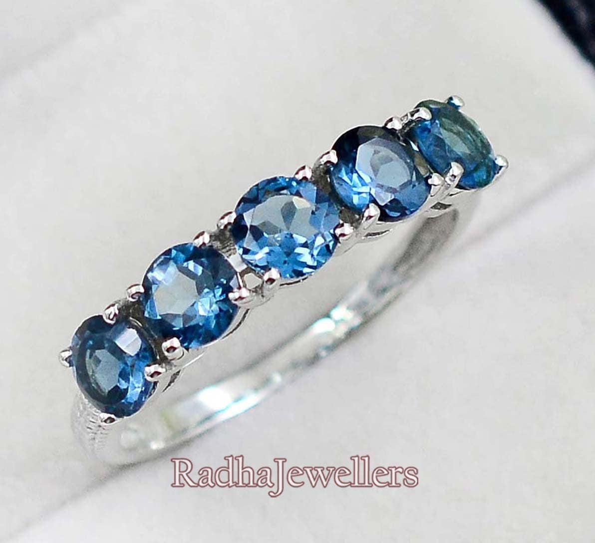 Ring, Natürlicher Londoner Blautopas, 925 Sterling Silber, Statement Dezember Geburtsstein, Blautopas Edelstein, Frauen Silber Ring von RadhaJewellers