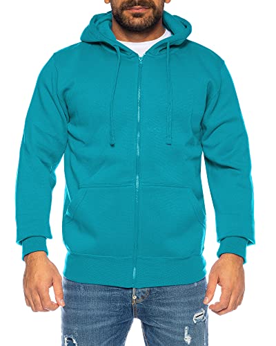 Raff & Taff Herren Zipper Hoodies Kapuzenjacke Sweatjacke Übergangsjacke Jacke Basic Schlicht bis 10XL (RT-H-404-Petrol-10XL) von Raff&Taff